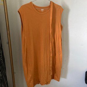 Uniqlo Sleeveless Belted Dress Sz S Goldish Yellow